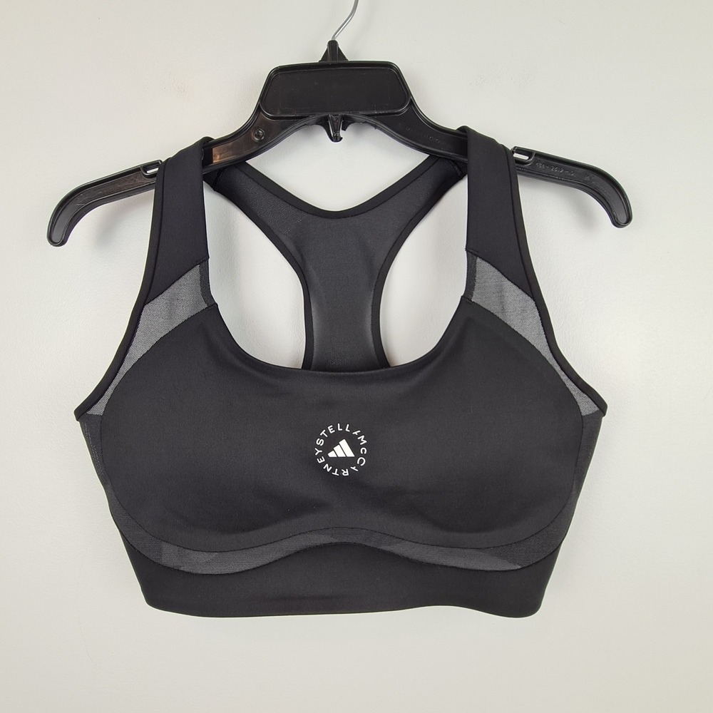 Adidas by Stella McCartney Black Racerback Sports Bra Womens Size M Mesh Detail